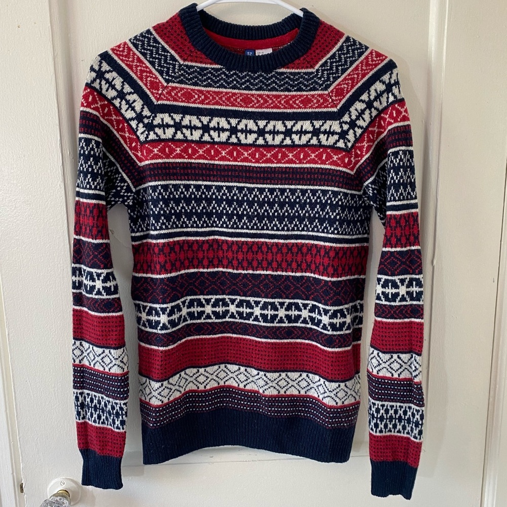H&M XS Winter Fair Isle Crewneck Sweater